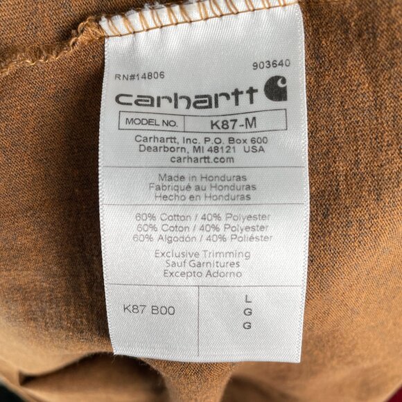 Carhartt K87 Pocket T-Shirt Men’s Large Brown Loose Fit Workwear Y2K Casual - Picture 4 of 6